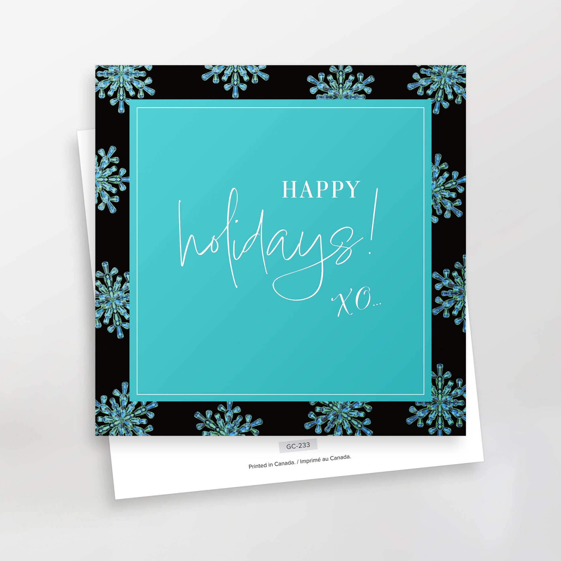 Happy Holidays XO greeting card, turquoise, GC-233, CarmenGrenier.com